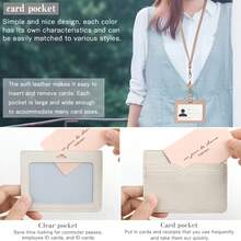 Tempat Kartu Identitas dengan Tali Lanyard yang Dapat Ditarik, Tali Pengikat yang Dapat Dilepas, Tempat Kartu Identitas Horizontal dari Kulit Sintetis, 1 Jendela ID Transparan di Depan, 2 Slot Kartu Kredit di Belakang - setelan - View 3