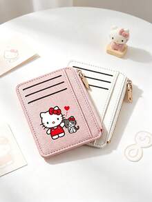 SANRIO Dompet Kartu Tipis Kulit PU Motif Hello Kitty dengan Kantong Koin Berresleting, Dompet Pendek Multi Slot Kartu dengan Kantong Depan Kompak untuk Kartu Identitas dan Kartu Kredit - MultiWarna - View 7