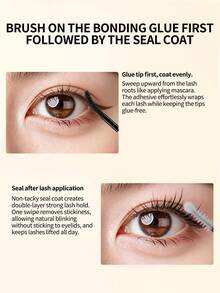 1pc 6ml 2-In-1 Black Lash Bond & Clear Seal, DIY Lash Extension Glue For Individual & Cluster Lashes, Strong Hold 48-72H, Latex-Free Waterproof Quick-Dry, Non-Irritating, For Home Eye Makeup - Black - View 8