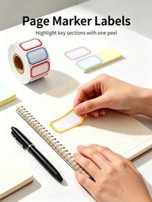 1000pcs Multi-Purpose Colorful Border Writable Self-Adhesive Label Stickers Roll, Blank Classification Marking Labels, Suitable For Home, Office, School, Jar Storage - Random a - View 3