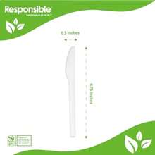 6.75" Knives Individual Wrap, Certified Compostable Utensil Cutlery Kits, Tree-Free, Made , White 750 Count - White - View 3