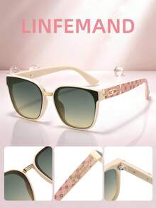 LINFEMAND Classic Cat Eye Gradient Lens Fashion Glasses, Elegant Decorative Eyewear For Daily Outfits, Driving And Riding, Aesthetic - Multicolor - View 2