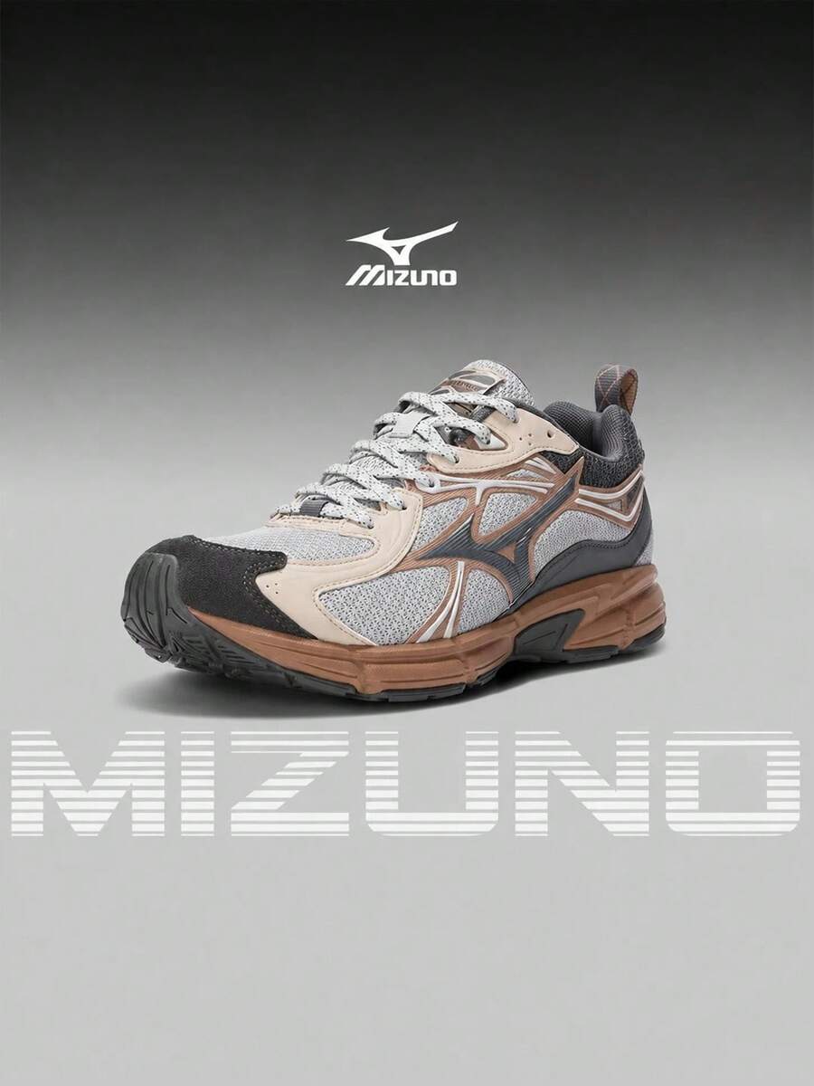 Mizuno Sepatu Olahraga SPEED 10S Baru untuk Lari di Jalan Raya, Peredam Guncangan, Tahan Aus, Bernapas, dan Unisex - Abu-abu/Cokelat - View 1