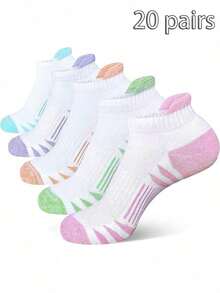 5/10/20 Pairs Women's Sports Ankle Socks, Running Compression Socks, Comfortable And Soft - Multicolor - View 10