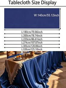 Luxury Navy Blue Satin Tablecloth Set - Rectangular Formal Dining Tablecloth With Non-Slip Lining, Suitable For Home Dining Table, Indoor And Outdoor Wedding Party Decoration - Multicolor - View 8