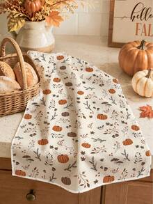 2 Stücke minimalistische Küchenhandtücher mit Ahornblatt- & Kürbismuster für den Herbst, weiche Polyester-Geschirrtücher, geeignet für Küchendekoration, Küchenreinigung, Feiertagsdekoration, Küchen- & Badezimmerbedarf, Haushaltsartikel, Wohndekoration, Einweihungsgeschenk - Verschiedenfarbig - Übersicht 5