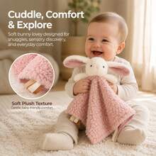 1pc Rose Plush Baby Comfort Blanket, Cute Rabbit Plush Quilt, Soft Tag Touch Comfort Toy, Portable Newborn Sleep Toy - Pink - View 12