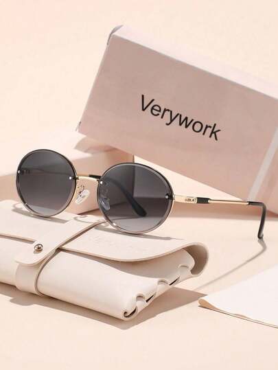 Verywork 1 buah Kacamata Hitam Wanita Bentuk Oval Elegan Gaya Vintage Baru Premium, Cocok untuk Aktivitas Santai di Luar Ruangan, Liburan Pantai Tropis, Hadiah Aksesori Fashion yang Ideal