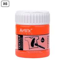 Dam Pack Of 6 Uds. FABRIC PAINT NEON ORANGE 45 Ml - Light Orange - View 1