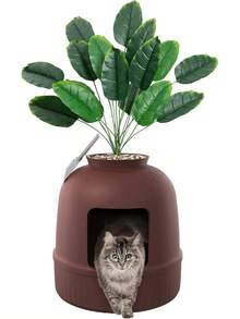 Cat Litter Box Enclosures - Brown - View 1