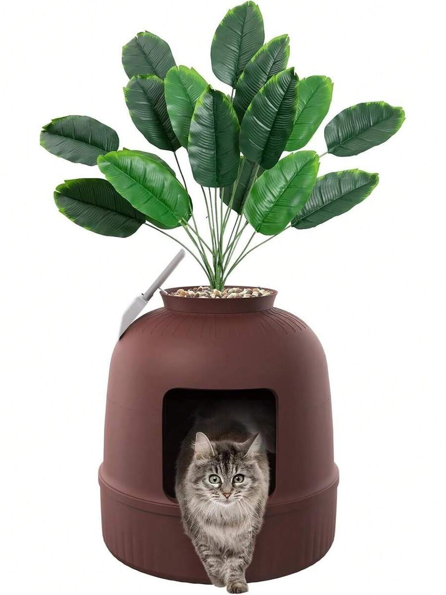 Cat Litter Box Enclosures - Brown - View 1