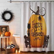 1pc Halloween Pumpkin Black Cat Shower Curtain, Vintage Design, Waterproof Bath Curtain, Suitable For Bathtub Partition, Bathroom Decor And Bathroom Accessories, Home Decor Gift - Multicolor - View 5