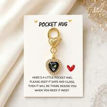 1pc/7pcs Women's Colorful Heart-Shaped Pendant Keychain With Card, Exquisite Bag Charm Gift For Friends - Multicolor - View 10