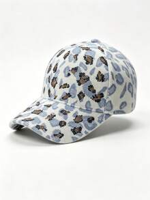 1pc Vintage Luxury Leopard Print Rhinestone Baseball Cap, Fashionable & Versatile - Multicolor - View 8