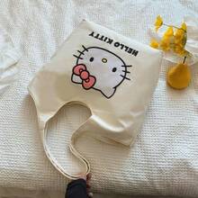 1Pc Sanrio Official Large Capacity Tote Bag, Soft Casual Shoulder Bag With Cute Print, Lightweight Travel Storage Organizer For Daily Use, Portable Handbag For Women Girls - View 7