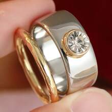 2pcs/Set Women's Dual-Tone Elegant Ring Set, Daily Wear Jewelry - Multicolor - View 2