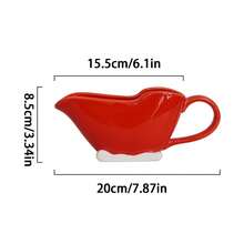 1pc Red Ceramic Gravy Boat, Sled-Shaped Sauce Boat, Gravy Box, Creamer Cup, Solid Color Espresso Pot, Suitable For Gravy, Warm Sauce, Salad Dressing, Milk, Holiday Dinner Tableware, Gift - Multicolor - View 5