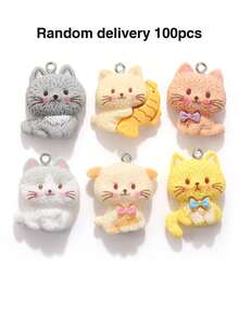10/20/100pcs Resin Jewelry Accessories Cat Holding Fish Kitten Pendant DIY Handmade Bracelet Keychain Necklace Charm - Kitten - View 12