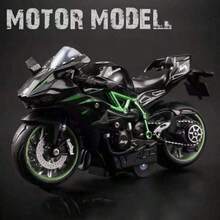 Alloy Kawasaki Motorcycle Model, Carbon Fiber Texture Body Shell, Linked Handlebars With Rotatable Steering, Model With Shock Absorption Effect - Suitable For Model Enthusiasts Collection, Birthday Gift - Multicolor - View 10
