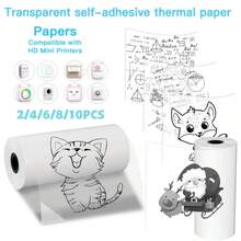 1/3/5/10 Rolls Of Transparent Self-Adhesive Thermal Printing Paper - 57Mm X 25Mm Mini Portable Printer Compatible, Instant Thermal Labels, Supports Pocket Printers' Black And White Printing - View 3