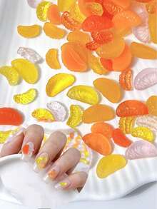50Pcs New Ice Transparent Simulated Orange Slice Nail Art Decorations, 3D Fruit DIY Nail Accessories - Orange - View 3