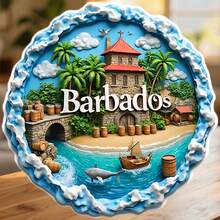 Barbados Foam-Wrapped Island Castle Palm Groves And Rum Barrel Sails Magnet Where The Caribbean Heart In Every Wave Keepsake For All Metal Surfaces Throughout The Home - A - View 6