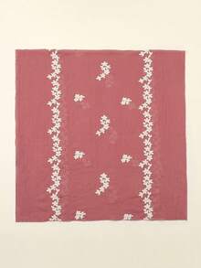 1PC Women's Fashion Solid Color Embroidered Scarf Headscarf Suitable For Daily Casual Wear - Leather Red - View 6