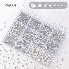 12-Grid Glass Rhinestone Set SS4-SS30 Multi-Color Flat Back Rhinestones Super Shiny Nail Art Phone Case Clothing DIY Decoration Accessories - SS4-sS30 - View 10