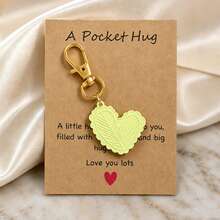 1pc/8pcs Unisex Alloy Floral Leaf Heart Pendant Colorful Asymmetrical Keychain With Blessing Card Gift For Friends And Family Bag Charm - Multicolor - View 2