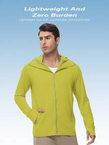 Men's UPF 50+ Sun Protection Hoodie Shirt Long Sleeve Rash Guard Fishing SPF Outdoor UV Shirt Lightweight - Yellow - View 5