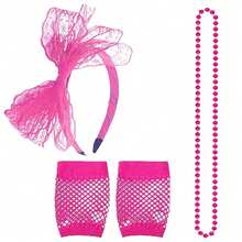 6/9pcs 80s Style Women's Costume Accessories Set, Including Tutu, Neon Party Leg Warmers, Neon Necklace, Earrings, Headband, Fishnet Gloves, Upgraded Tutu, Suitable For Adult Sizes - Multicolor - View 4