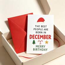 1pc December Birthday Christmas Card With Envelope - "Born In December" Holiday Greeting, Suitable For Friends And Family, Blank Inside - View 6