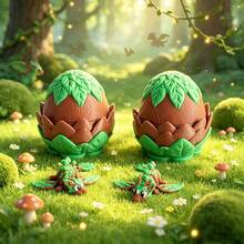 Cute 3D Printed Forest Dragon + Dragon Egg Model Set Plastic Toy Ornament Desktop Decoration Sculpture Figurine Holiday Gift - Multicolor - View 6