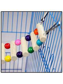 Wooden Hanging Bridge Ladder For Hamsters, Small Pet Climbing Toy With Hooks, Suitable For Cages, Parrots, Squirrels, Opossums, Rats, Chewing Toy, Cage Decoration - A - View 3