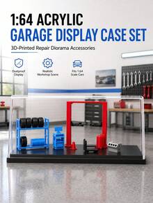 1 Set Collectible Miniature Transparent Display Box Car Repair Kit, 1:64 Scale Car Repair Scene Decorative Accessories, Can Be Used As Photography Scene Props, Miniature Craft Enthusiast Collection, Creative Birthday And Holiday Gift For Friends - Multicolor - View 7