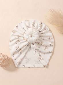 1pc Newborn Beige Bun Headband Fontanelle Protector Soft Cute Baby Headband Hat Set - Multicolor - View 10