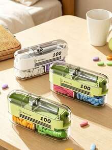 New Portable Pill Cutter & Pill Box 3-In-1 Multifunctional Mini Pill Splitter, Convenient Pill Storage Box, Easy-To-Use Design, Plastic Material, Simple To Operate, Suitable For Daily Medication And Travel, Ideal For Office Workers, Students, Travelers, Seniors, Household Essential, Perfect Choice For Birthday Gift, Back To School Gift, Holiday Gift, Teacher's Day Gift, Mother's Day Gift And Easter Gift - Multicolor - View 12