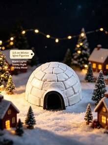 Realistic Arctic Architecture, Model, Miniature Snow House, Christmas Tree, Scene Model, Hidden Cabin, Static Display, Decoration, Christmas Decor, Christmas Gift, Yard And Garden Decoration, Miniature Landscape And Statue - Multicolor - View 4