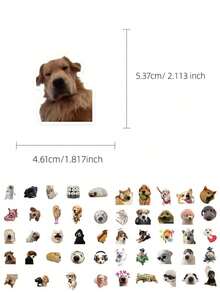 50pcs Funny Dog Expression Stickers PVC Material Gift Cartoon Decoration Scrapbook Laptop Luggage Guitar Water Bottle Phone Case DIY Stickers - Multicolor - View 8