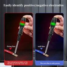 [Probador de Voltaje]Probador de Voltaje LED Multifuncional| Detección de Puntos de Ruptura| Distingue Corriente y Neutro| Sondas Intercambiables| Antideslizante Alto Torque - 1 Unidad - Ver 4