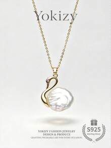 Yokizy Freshwater Pearl Swan Pendant S925 Sterling Silver 5-6mm Baroque High Luster Luxury Women's Accessory Gift Box Style - Multicolor - View 1