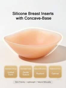 ANGDIE 1件單色膚色矽膠三角乳房義乳，耐熱防水乳墊，可重複使用，適用於游泳、溫泉及乳房切除術後佩戴 - 卡其色 - 查看 4