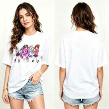 Women's Teacher-Inspired Book T-Shirt, "Teacher Life" Print, Loose Fit, Casual Short-Sleeve Summer Top For Educators - 白色 - 查看 1