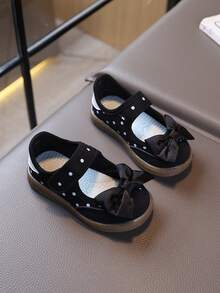 1 Pair Spring/Autumn New Princess-Style Soft Sole Baby Walking Shoes For Girls With Bowknot Sweet Design - Black - View 4