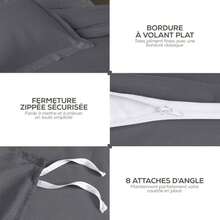 Parure de lit de literie 3 pièces en Microfibre – Comprend 1 Housse de Couette 240 x 220 avec Fermeture éclair sécurisée et 3 ta - Gris - Voir 5