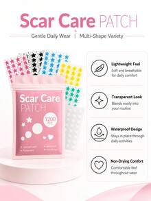 480/1200PCS 6-Color Star-Shaped Scar Patches, Waterproof And Sweat-Resistant, Day And Night Use, Scar Concealment, Seamless And Non-Caking, Gentle And Non-Irritating - View 4