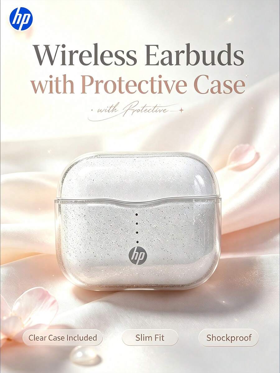 HP Wireless Semi-In-Ear Bluetooth Earbuds (Includes Transparent Protective Case), Bluetooth 6.0 Type-C Charging, Noise-Canceling Calls, Compact & Portable, Comfortable Fit, Suitable For Sports & Running, Compatible With Phone/Tablet/Laptop