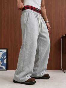 Men's Casual Sports Sweatpants, Drawstring Waist, Straight Leg Pants, Suitable For Indoor And Outdoor, Casual, Sports, Running, Can Be Gift For Couples, Available In Multiple Colors - Grey - View 4