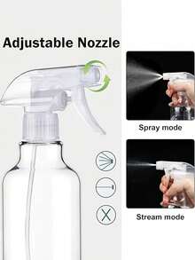Multi-Functional 500Mm Spray Bottles - Adjustable Atomization And Spray Patterns, Leak-Proof Design, Suitable For Hair Care, Plant Watering, And Cleaning - Durable Plastic, Refillable, Clear - Multicolor - View 4