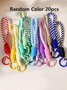 10/20Pcs Random-Colorful Nylon Rope DIY Handmade Weaving Set,Material For Woven Keychains And Backpack Ornaments,Great Choice For Valentine's Day Gift - Striped Nylon Rope With Buckle - View 7